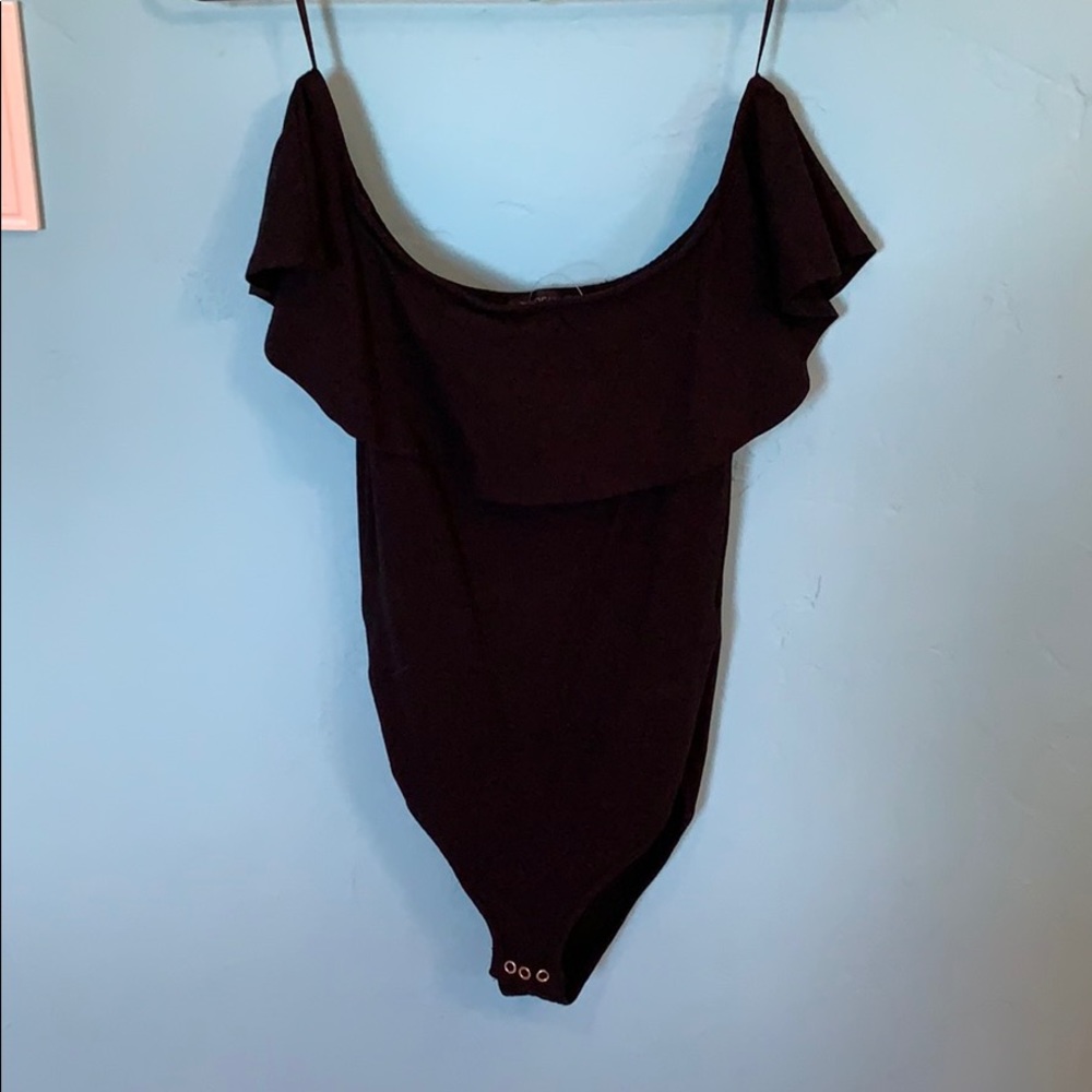 Topshop Off Shoulder Ruffle Bodysuit